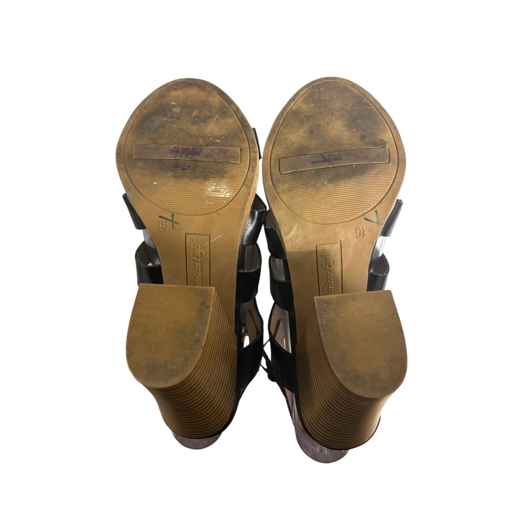 American Eagle Black Gladiator Block Heel‎ Sandals Women's Size 9.5 - Picture 7 of 11